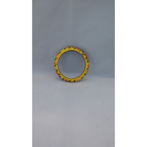Vintage floral toleware‎ wooden bangle bracelet - Picture 3 of 5